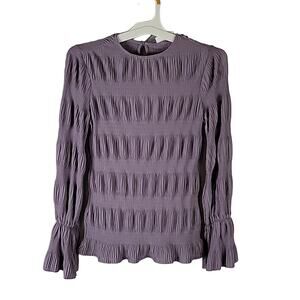 Prologue Ruffled Long Sleeve Crinkle Blouse, Purple, Size S, NWT